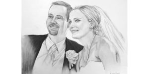 Aaron & Katie - Black and White Drawing by Daniel C. Palmer
